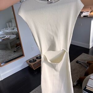 Aritzia Wilfred Cutout Knit Mini Dress in Ivory